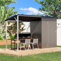 YODOLLA Outdoor Open-Sided Storage Shed, 3x5 Sheds & Outdoor Storage with 15 Sq. Ft Covered, 5x3 Small 2-in-1 Tool Shed with Attached Hardtop Metal Pergola Gazebo
