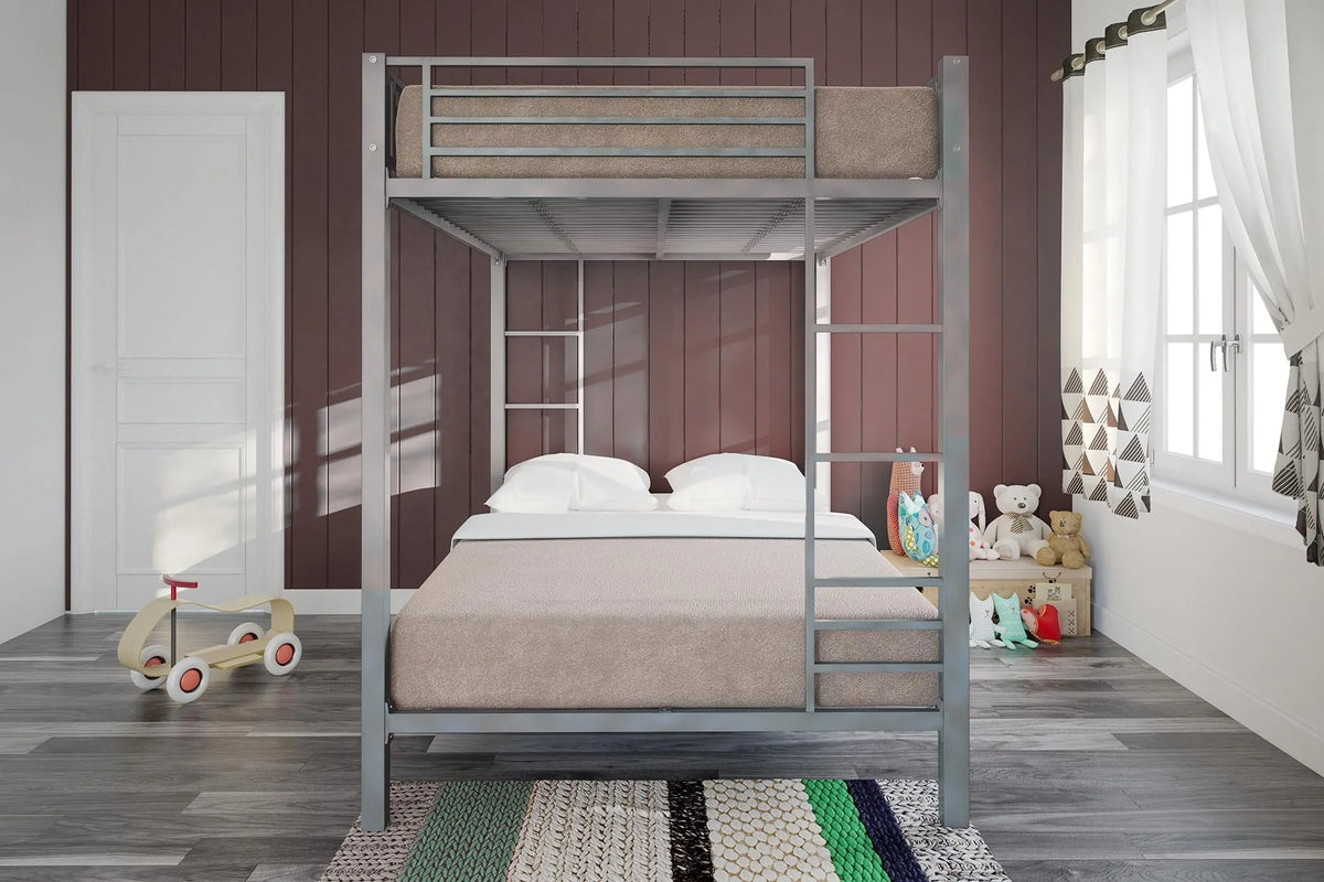 DHP Sidney Full over Full Metal Bunk Bed, Silver