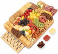 Charcuterie Board Set - Cheese Board with 2 Drawers, Bamboo Cheese Tray Serving Board - Unique Mothers Day Gifts, Wedding, Housewarming, Birthday Gifts