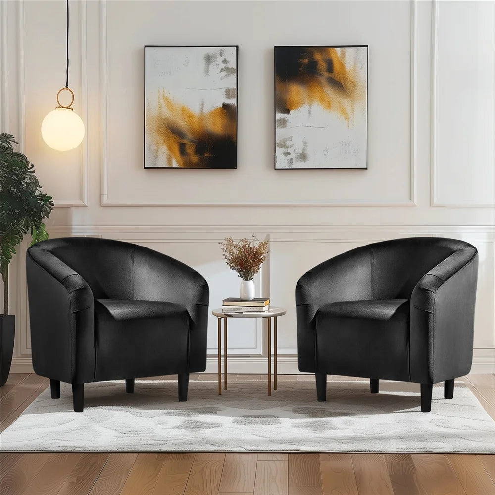 Alden Design Upholstered Barrel Accent Chair for Livingroom, Yellow Velvet