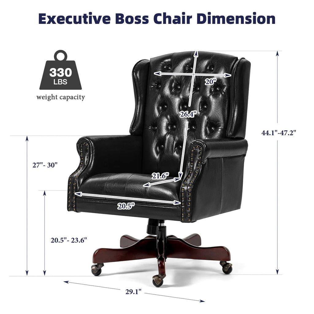 Homhum Classic Boss Office Chair, High Back Faux Leather Swivel Desk Chair, Adult, Brown