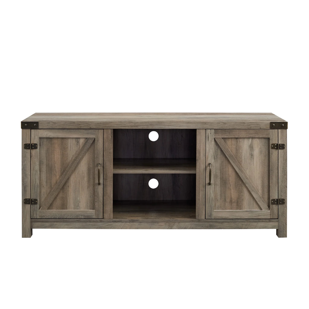 Walker Edison Modern Farmhouse Barn Door TV Stand for TVs up to 65", Grey Wash