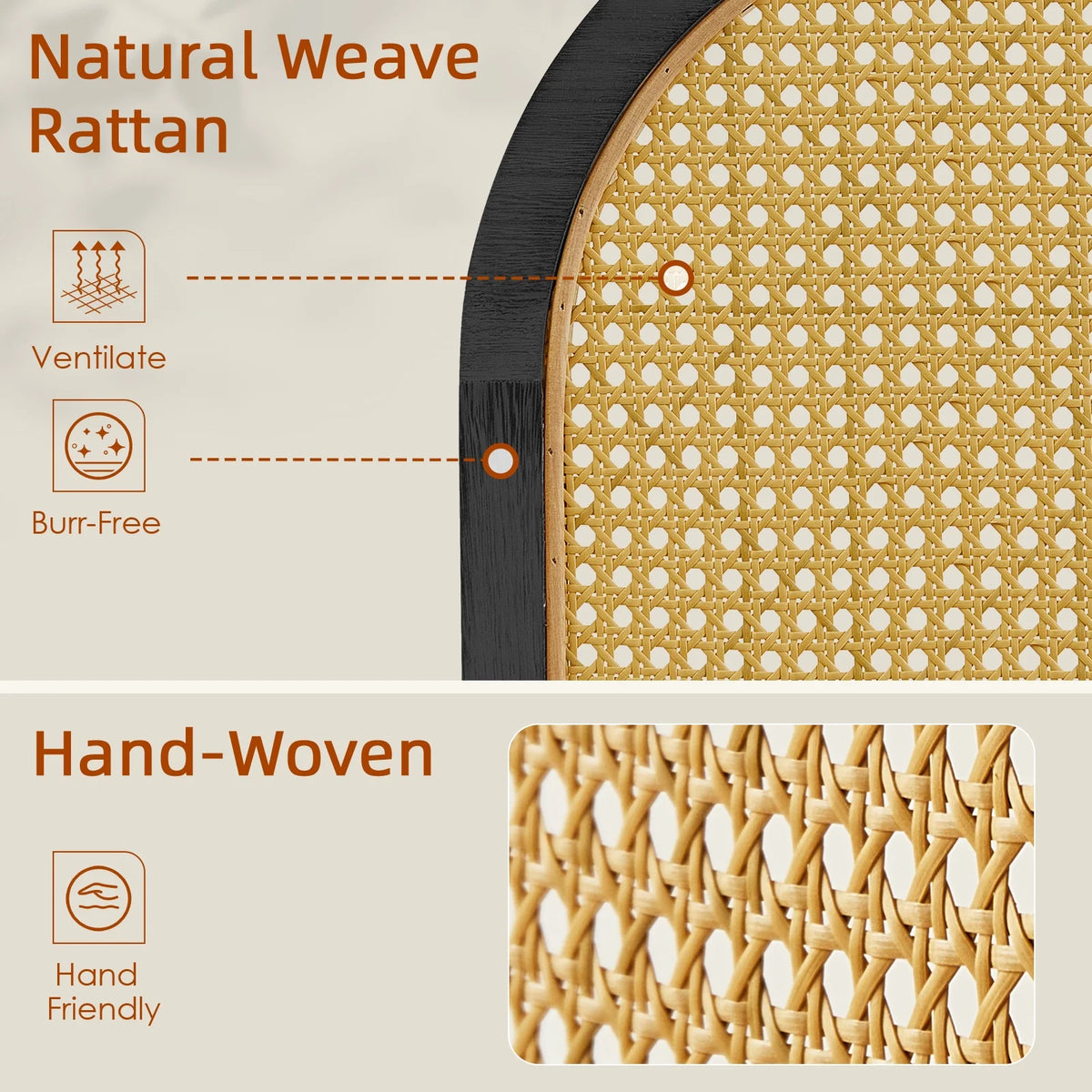 Aletheiawu 6 Panel Rattan Room Divider and Folding Privacy Screens, No Installation Required, Black