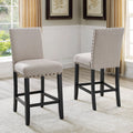 Roundhill Furniture Biony Fabric Nail Head Counter Height Stools, Tan