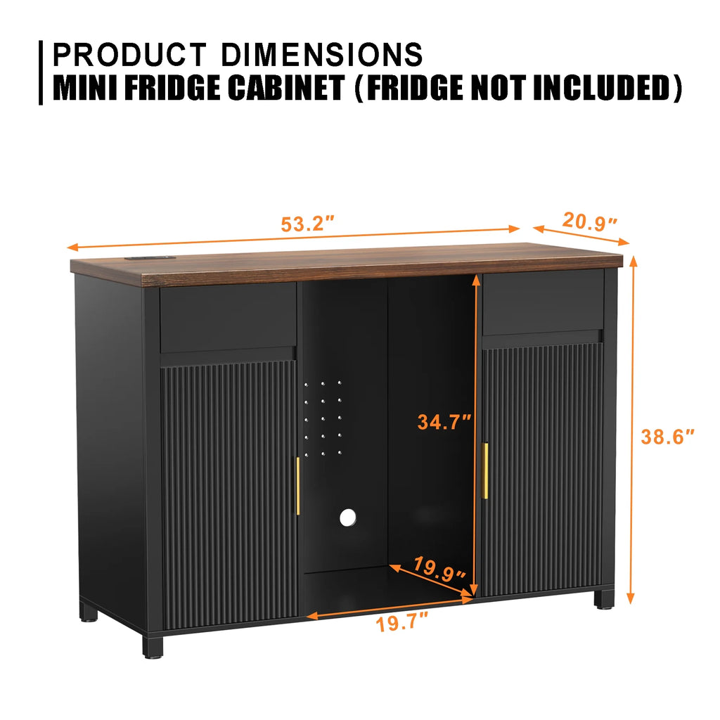Coffee Bar Cabinet with Fridge Space, Mini Fridge Cabinet��Buffet Sideboard��53.2"L