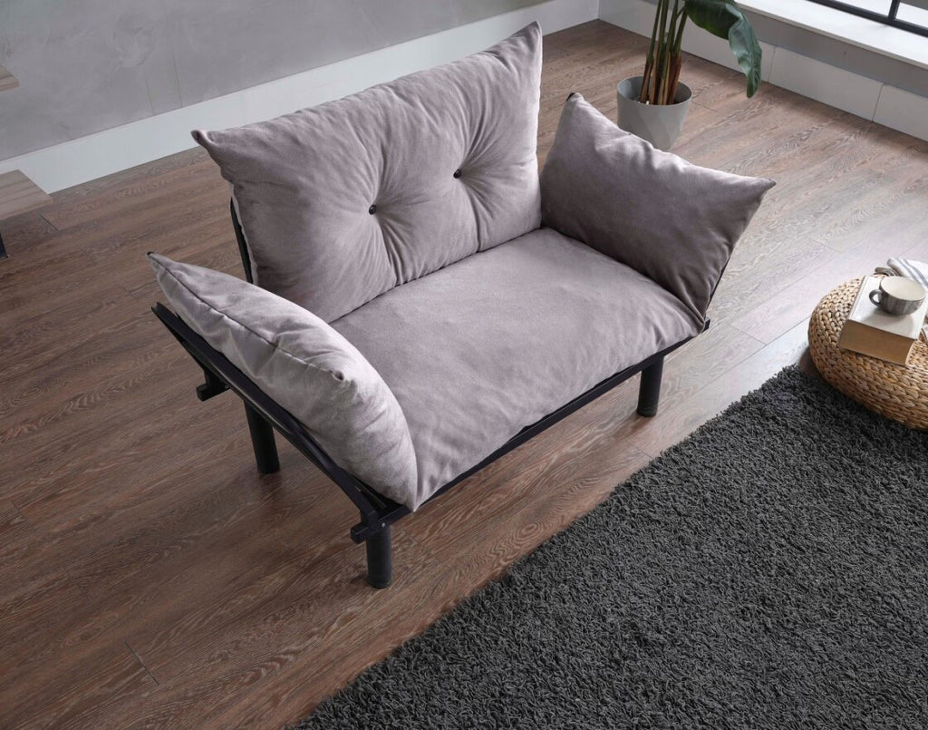 JINS&VICO Futon Love Seats with Adjustable Backrest, 2 Seat Convertible Sofa for Living Room, Small Space, Offices, Dorm, Studio,Sofa Chair(Pink)