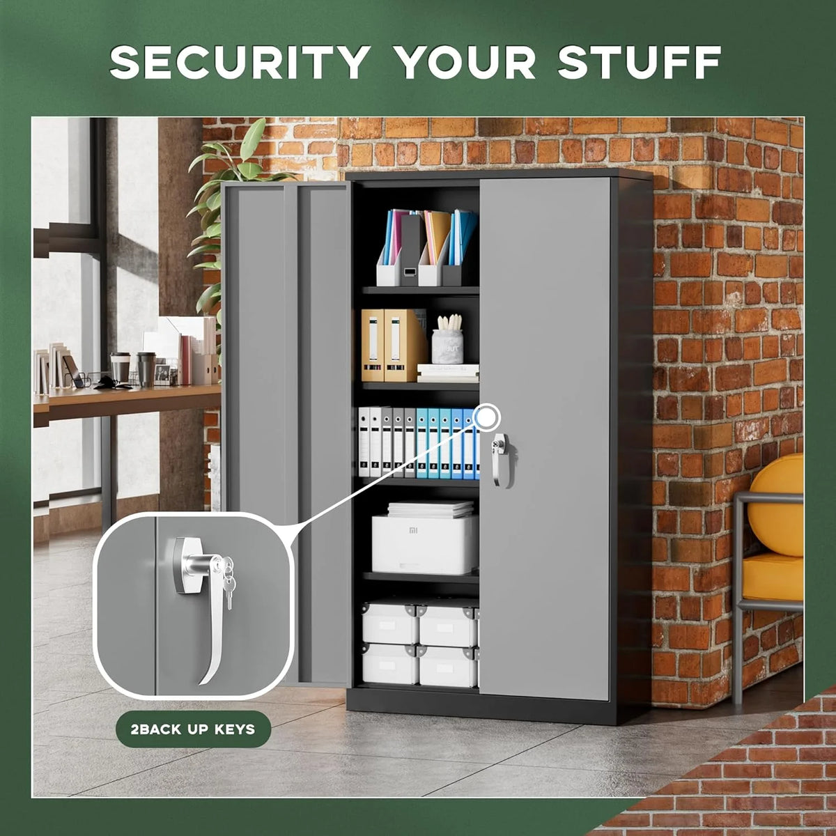SOLAURA 72 inches Tall Metal Garage Storage Cabinets, Lockable Steel Storage Cabinet with Doors and Adjustable Shelves for Office, Home, Shops, Garage, Assembly Required, Black