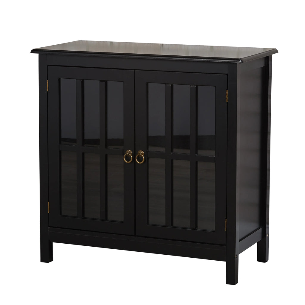 Simple Living  Portland 2-Door Glass Cabinet Antique White