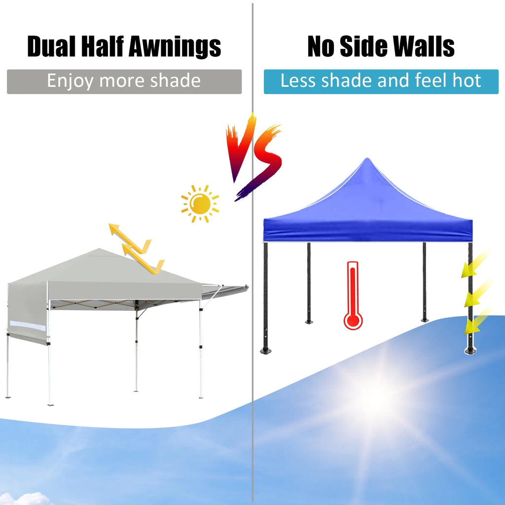 Patiojoy 10x17ft Pop up Canopy  3 Height Adjustment Folding Tent with Roller Bag White