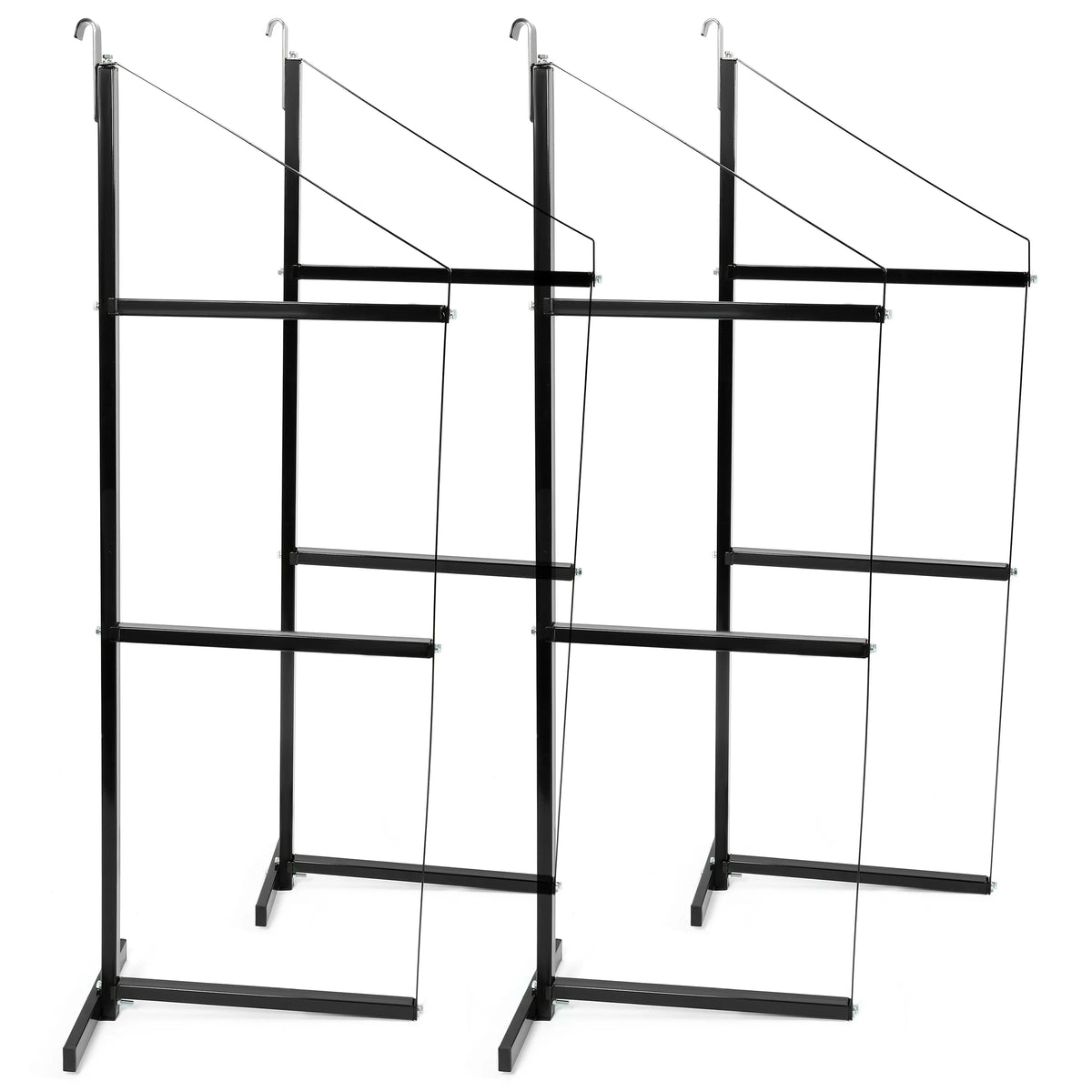 Kojem 4 Pack of 3 Tier Shipping Container Shelving Bracket 18" x 60" Universal for Heavy Duty Trailer Containers Cargo Shelf Hang & Hook Shelf Brackets Black