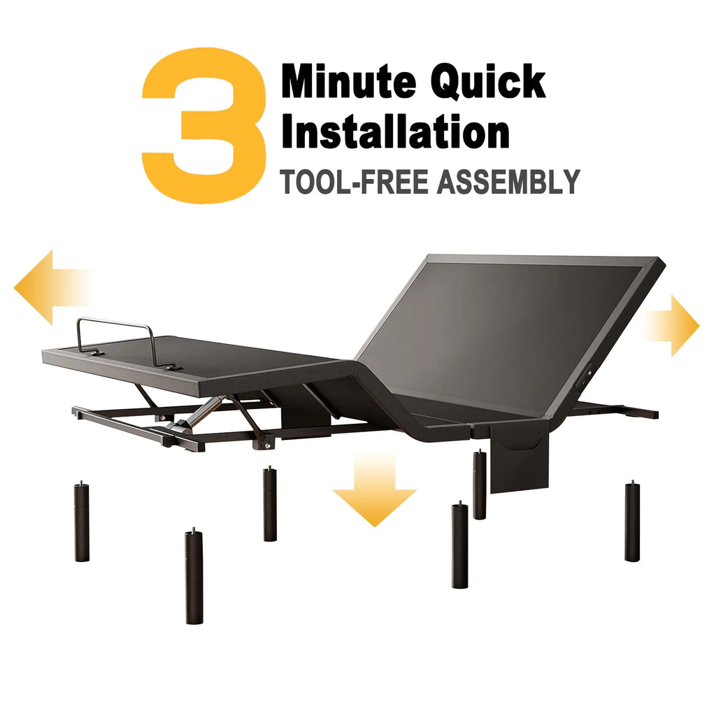 CHITOOMA Electric Adjustable Bed Frame Queen with Massage (4 Modes & 3 Intensities), Wireless Remote, Zero Gravity, 4 USB Ports, Under-Bed Nightlight, 3 Minutes Fast Assembly
