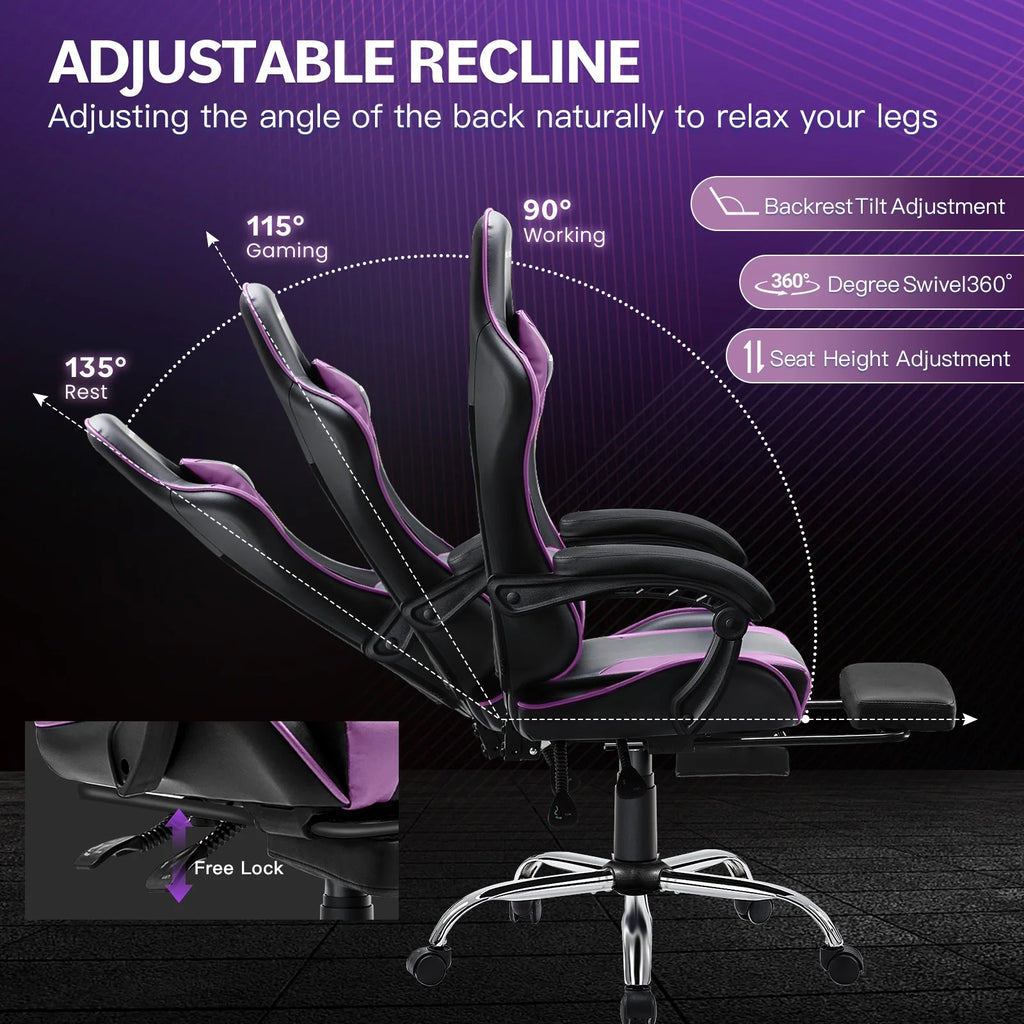 JONPONY Big and Tall Gaming Chair, Ergonomic Design, Gamer Chair PU Leather with Footrest and Lumbar Support, High Back Office Chair Support 8 Hours Long Sitting, Computer Chair,Black Grey