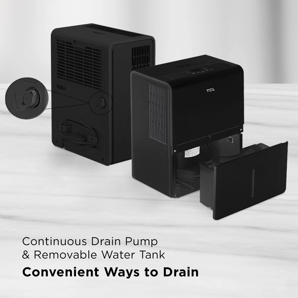 TCL 50 Pint Smart Dehumidifier with Pump, Black, W50D9P2-B