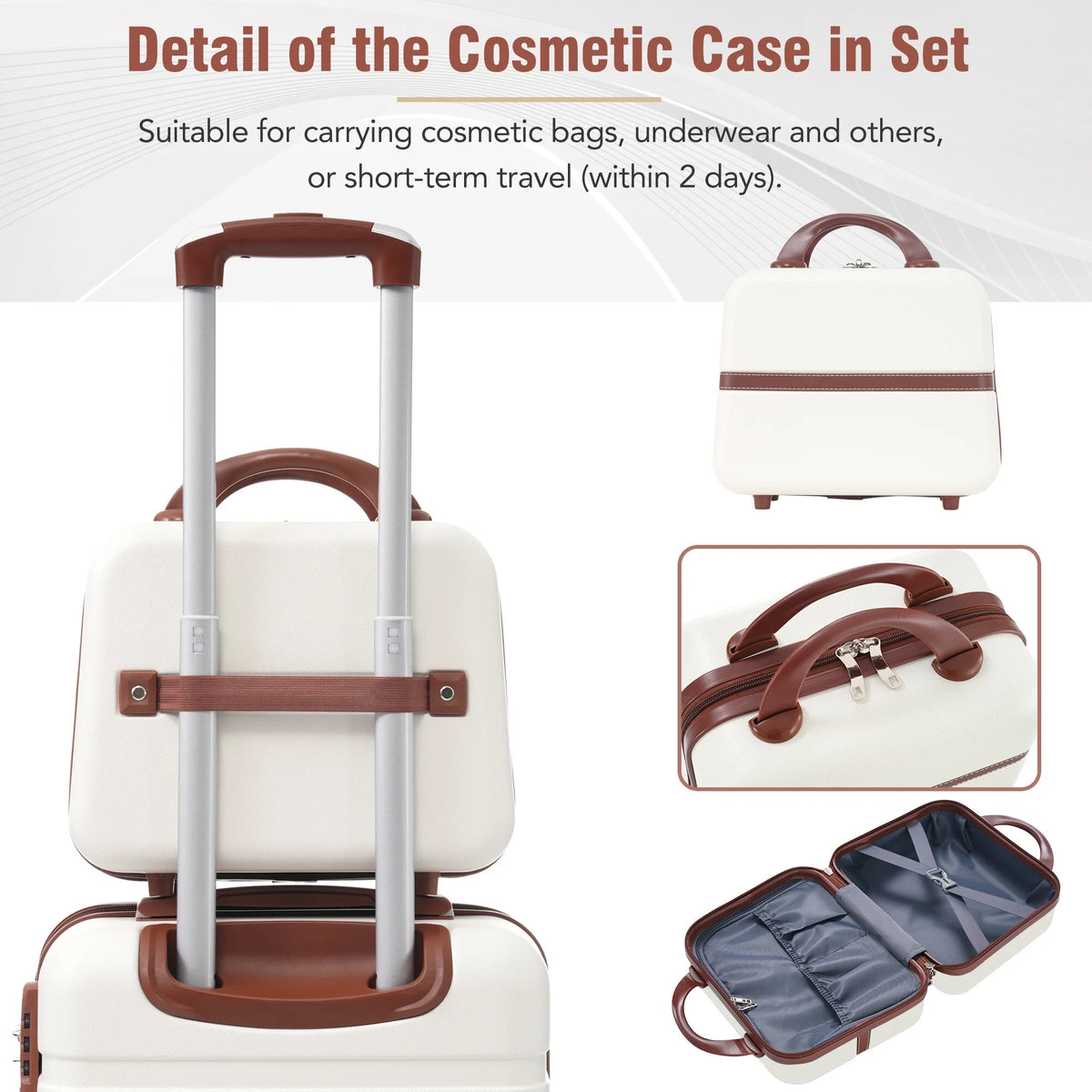 DUOSONG Hardshell Luggage Sets 4 Pieces 20"+24"+28" Luggages And Cosmetic Case Spinner Suitcase With Tsa Lock Lightweight White ABS Travel Luggage Hard Case