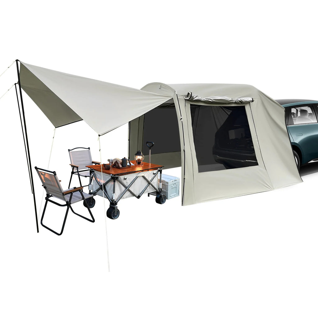 ToppiJoy 15*7*6ft Car Awning Outdoor Tent for Camping, Achieve Canopy Waterproof Camping Tents with 2 Mesh Windows, Windproof Hatchback for Car Camping Tent