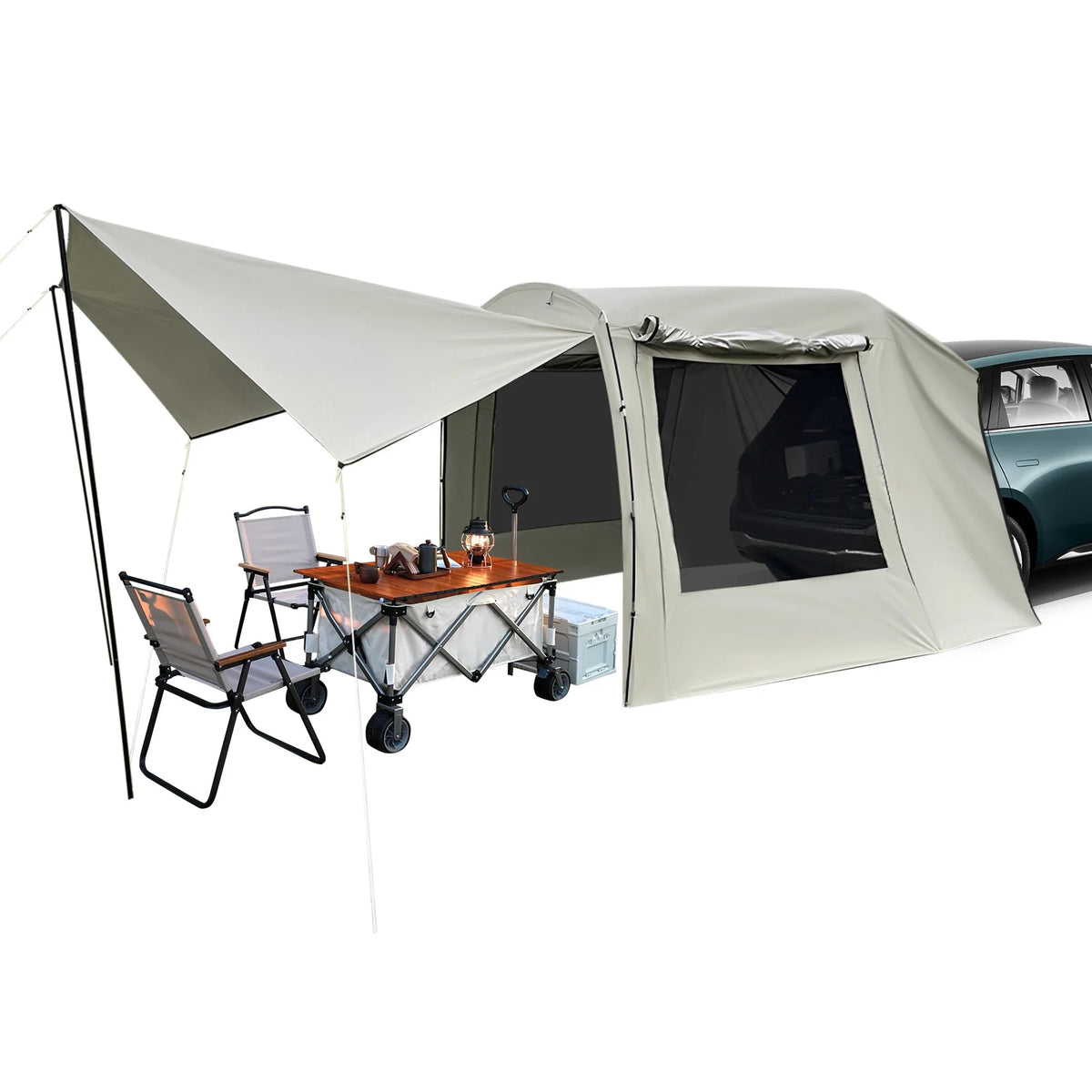 ToppiJoy 15*7*6ft Car Awning Outdoor Tent for Camping, Achieve Canopy Waterproof Camping Tents with 2 Mesh Windows, Windproof Hatchback for Car Camping Tent
