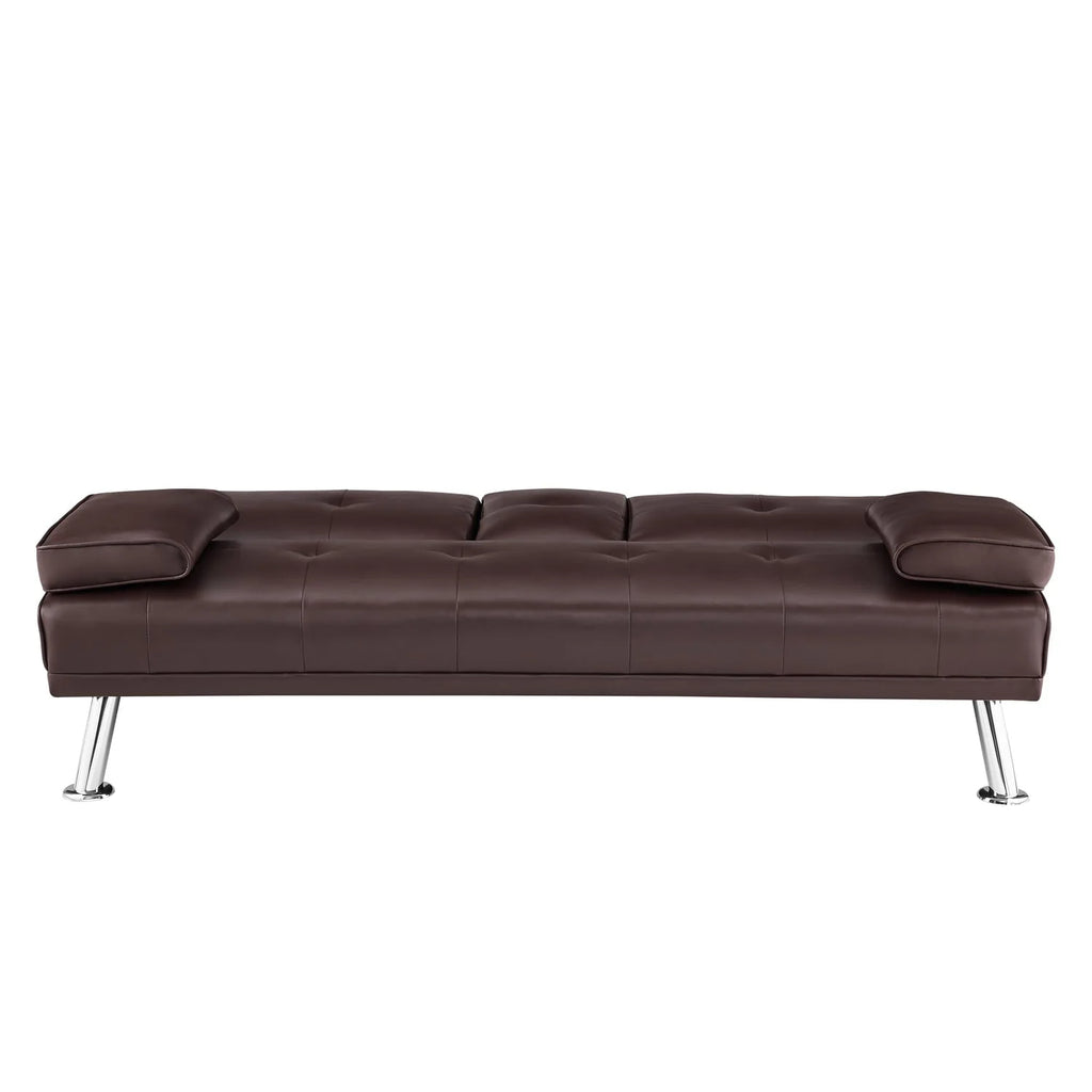 Futon Sofa with Armrest and Cupholders by Naomi Home-Color:Espresso
