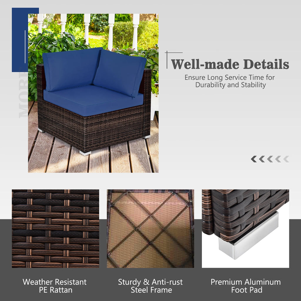 Costway 8PCS Patio Rattan Furniture Set Fire Pit Table Tank Holder Cover Deck Black