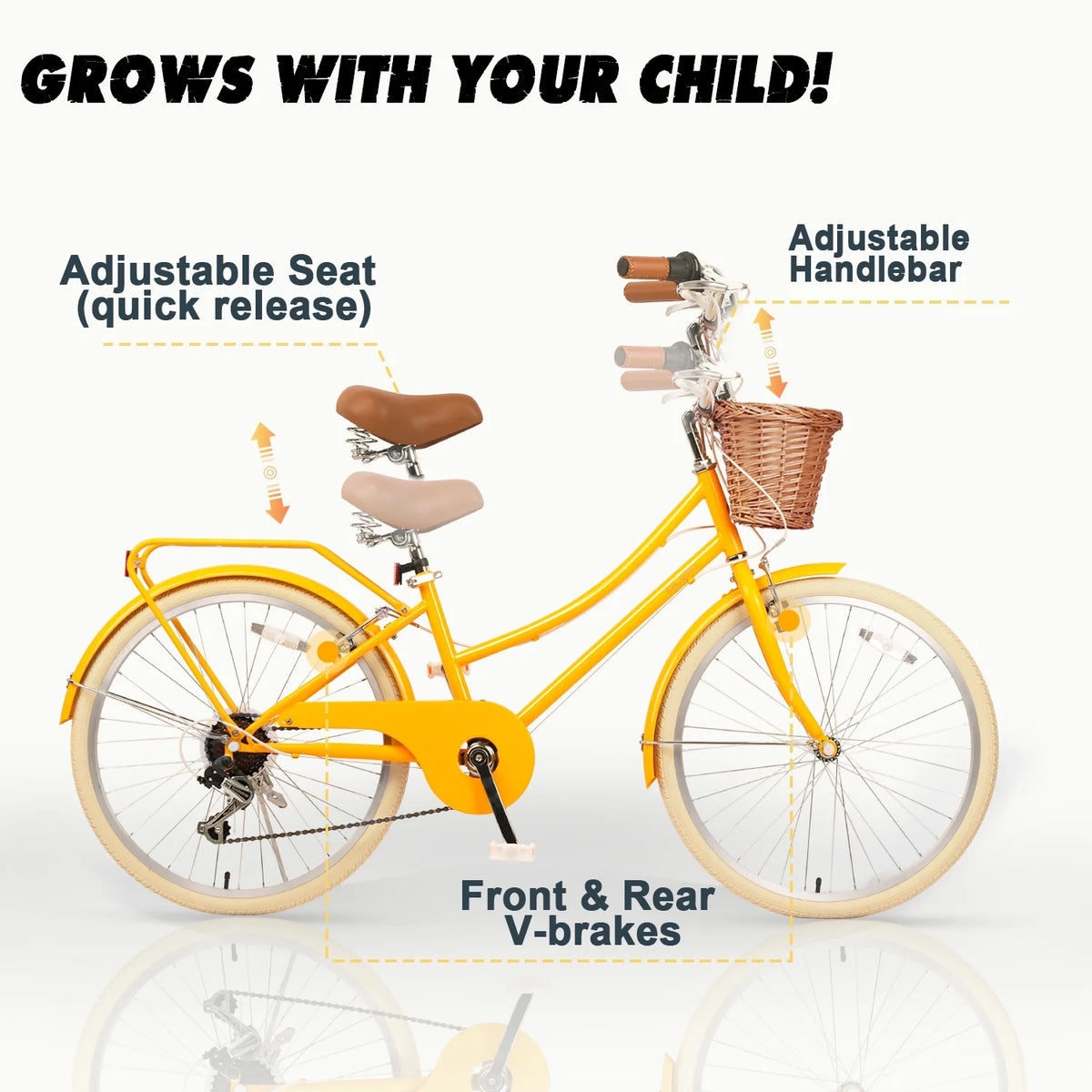 Glerc Missy 24" Girls Cruiser Bike 6-Speed Women's Hybird Bicycle for Ages 7-11 Years, Mint Green