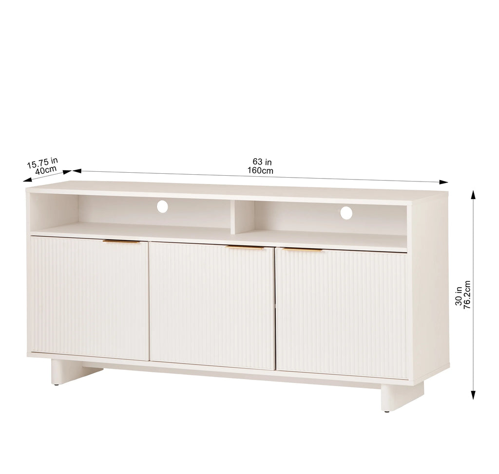 Better Homes & Gardens Lillian Fluted TV Stand for TVs up to 70", Natural Pine Finish