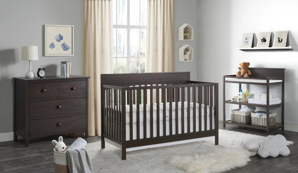Oxford Baby Harper 4-in-1 Convertible Crib, Dove Gray, GREENGUARD Gold Certified, Wooden Crib
