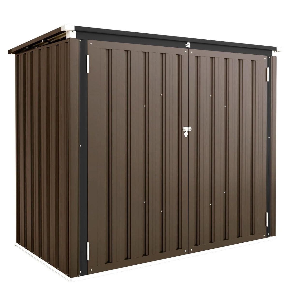 AECOJOY 46 Cu ft. Outdoor Horizontal Storage Shed Wastebasket Enclosure Container Metal Garbarge Shed in White