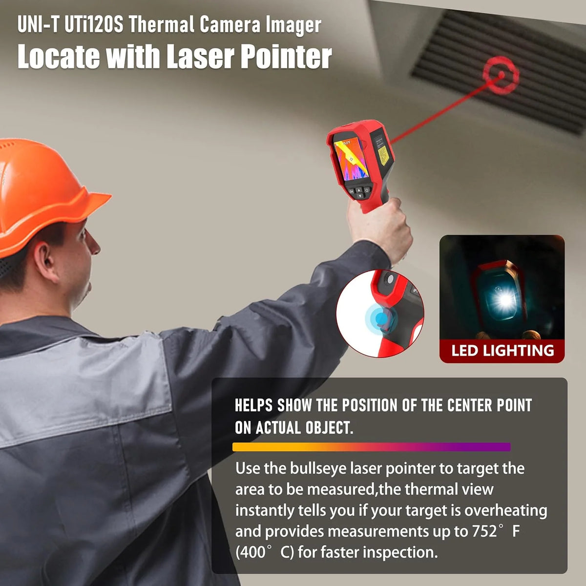 UNI-T UTI120S Thermal Imaging Camera 120x90 IR Resolution 10800 Pixels -20~400�� 2 Meter Drop Durability IP54 Rechargeable 16GB MicroSD