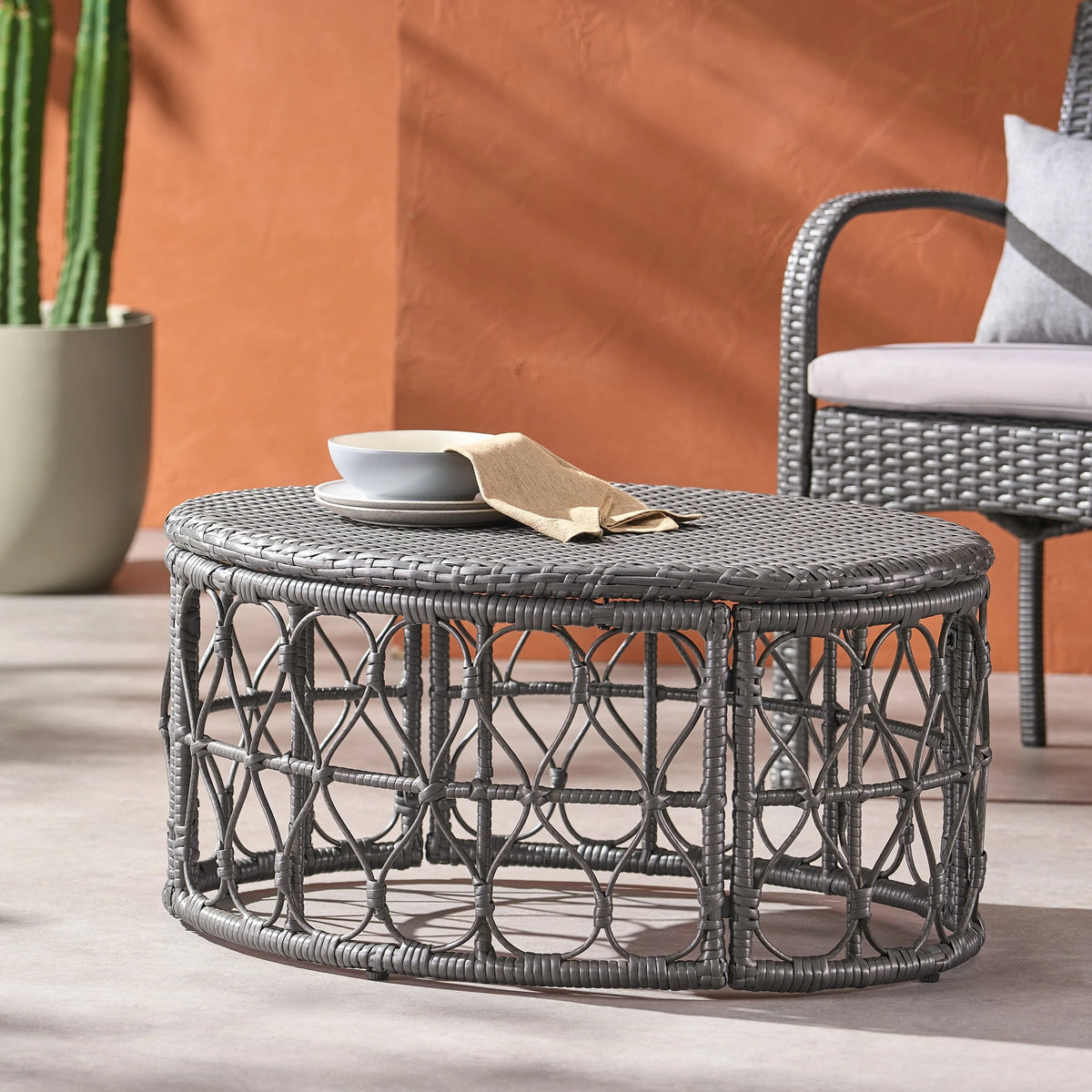 Christopher Knight Home Bruce Outdoor Wicker Coffee Table by  Light Brown