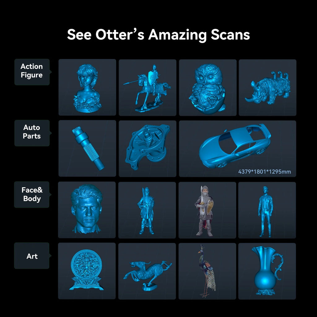 Creality CR-Scan Otter 3D Scanner Kit High Accuracy 0.02mm with 8 LED Infrared Lights 24 Bit Full-Color Scan, Noiseless, Sensitive Operation for Windows/macOS