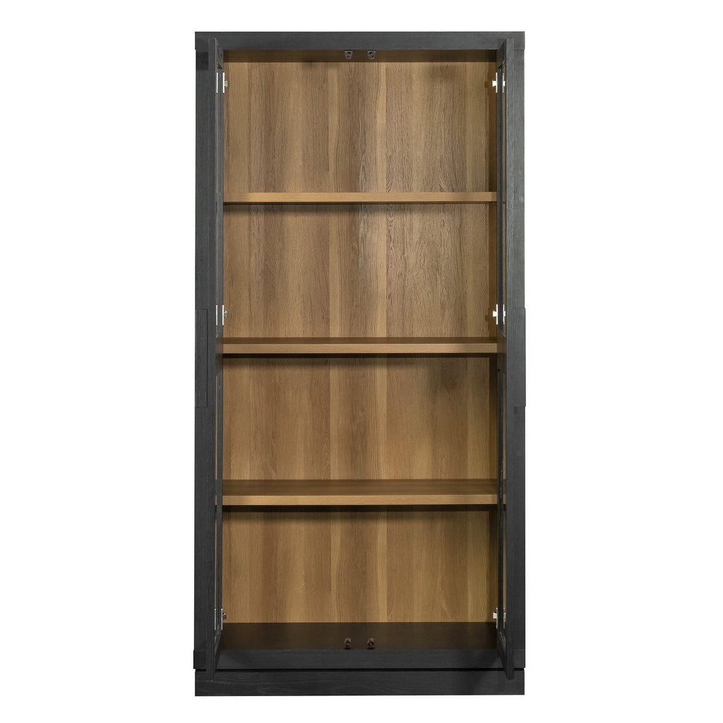 Better Homes & Gardens Ezra Glass Door Storage Accent Cabinet, Warm Walnut finish