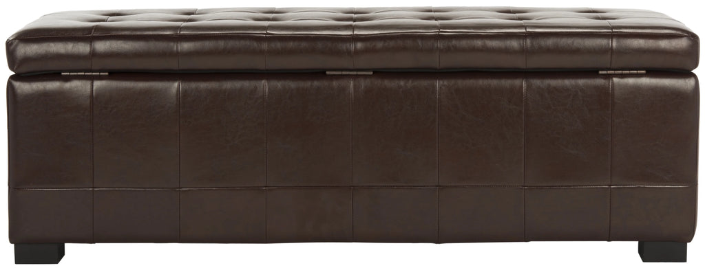 SAFAVIEH Large Manhattan Rustic Tufted Storage Bench, Brown