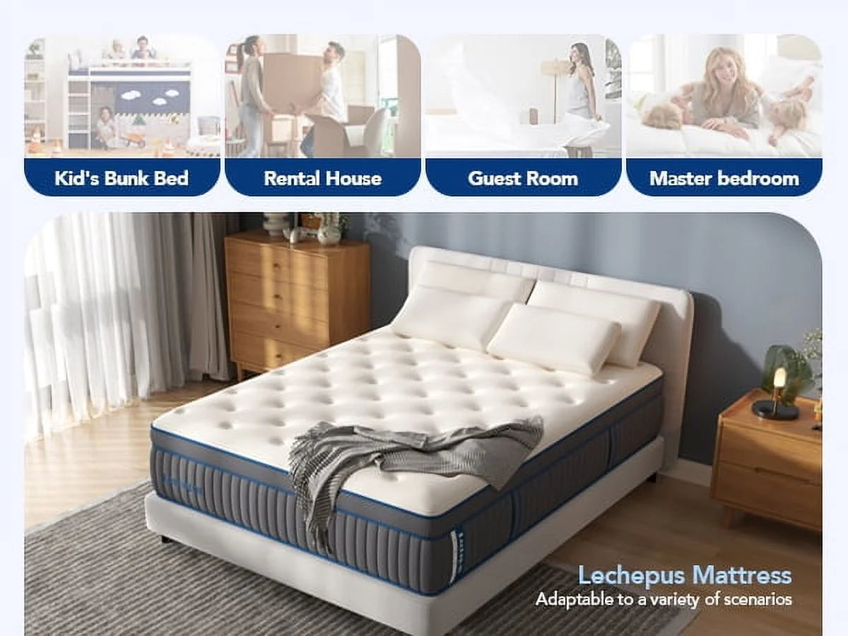 DIGLANT 14 Inch Queen Medium Plush Hybrid Mattress,Cooling Gel Memory Foam with Individually Pocket Springs, Soft Fabric Mattress Queen size for Pressure Relief, Mattress in box, CertiPUR-US