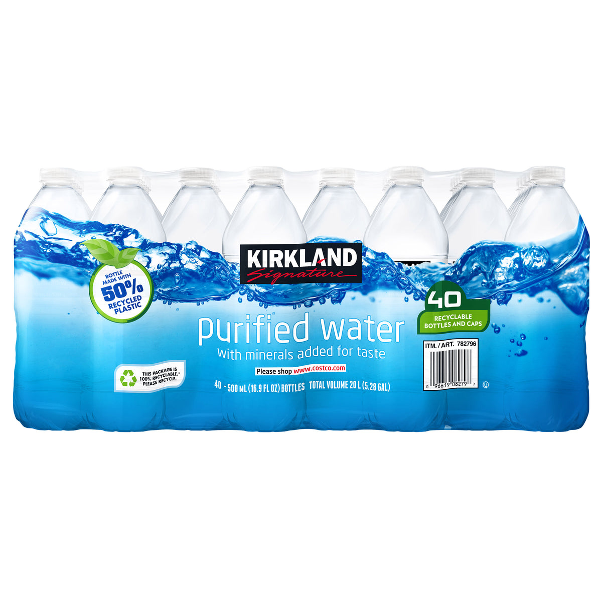 Kirkland Signature Bottled Water 16.9 fl oz, 40-count, 48 Case Pallet