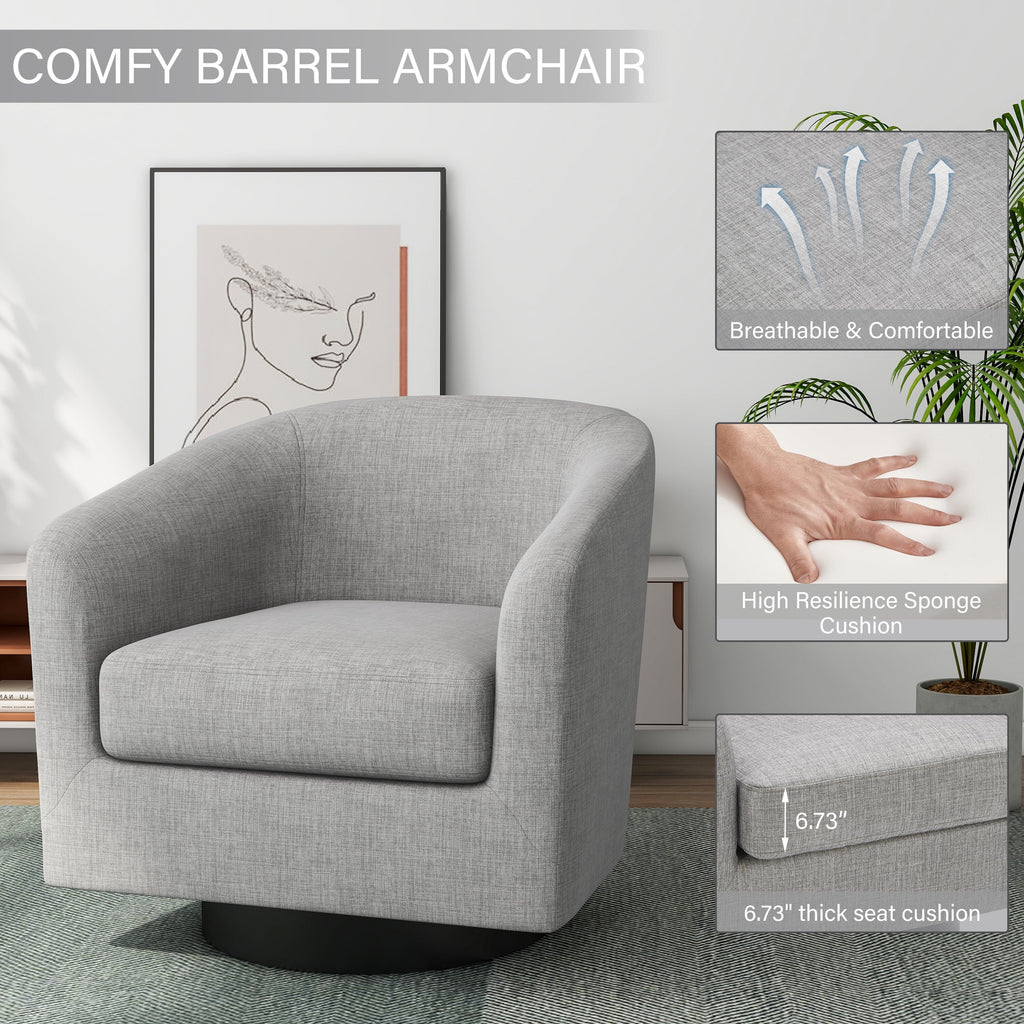 DREAMSIDEA Swivel Barrel Accent Chair for Living Room, Modern Upholstered Round Club Armchair-Cream
