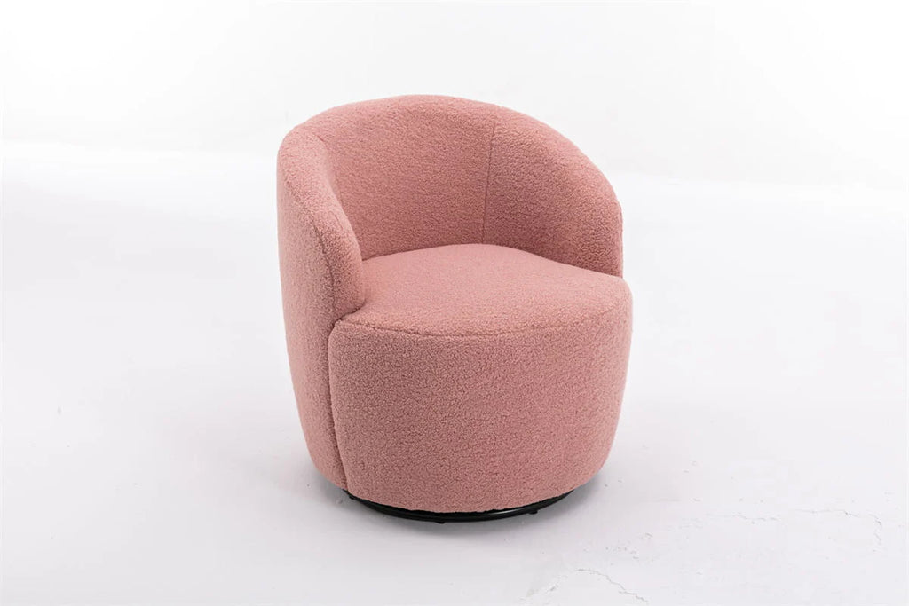Swivel Accent Chair,Modern 360°Swivel Barrel Chair Leisure Chair,Accent Round Barrel Chair Reading Chair,Round Bucket Arm Chair with Comfy Tufted Back for Living Room Bedroom,Light Pink