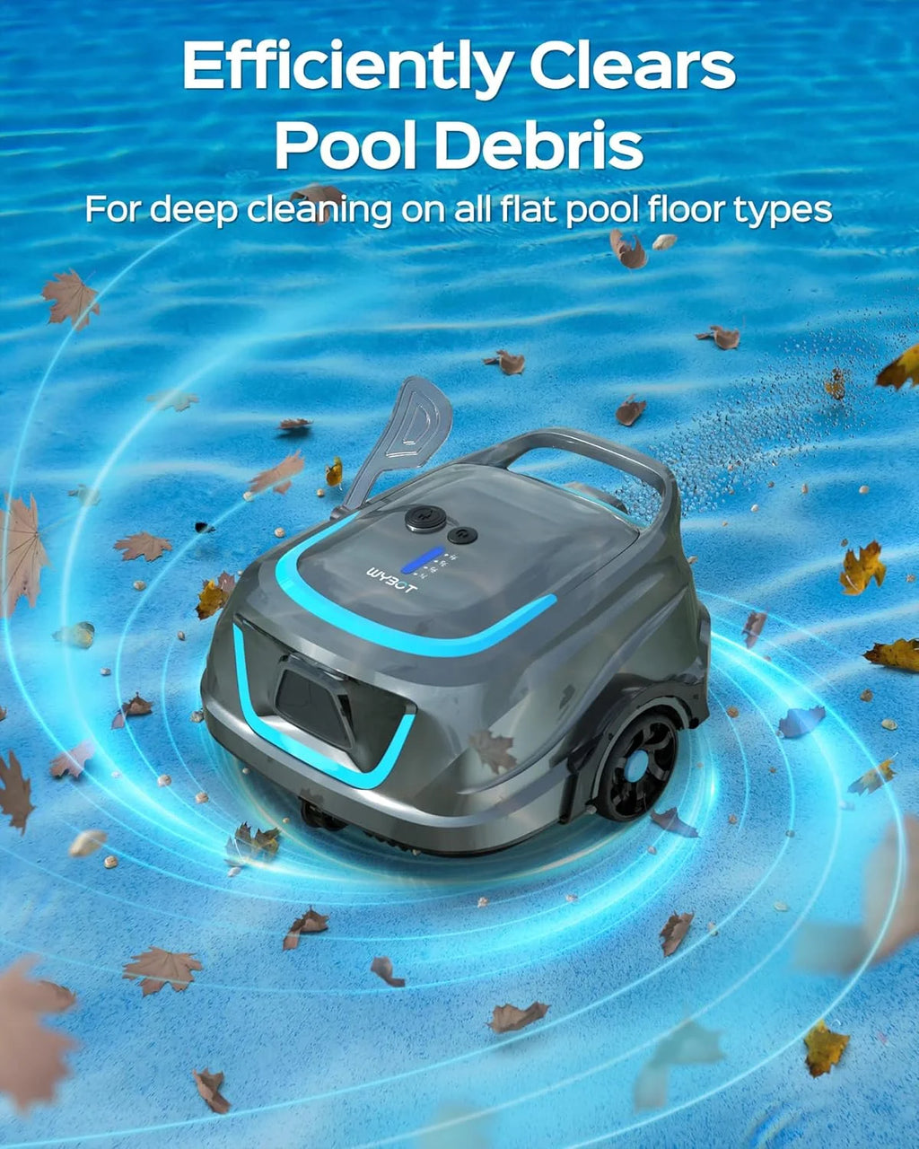 2025 New Upgraded WYBOT A1 Cordless Robotic Pool Vacuum Cleaner - Floor-Only Cleaning for Above Ground Flat-Bottom Pools (Up to 1,076 sq. ft), 120-Min Runtime, Black Green