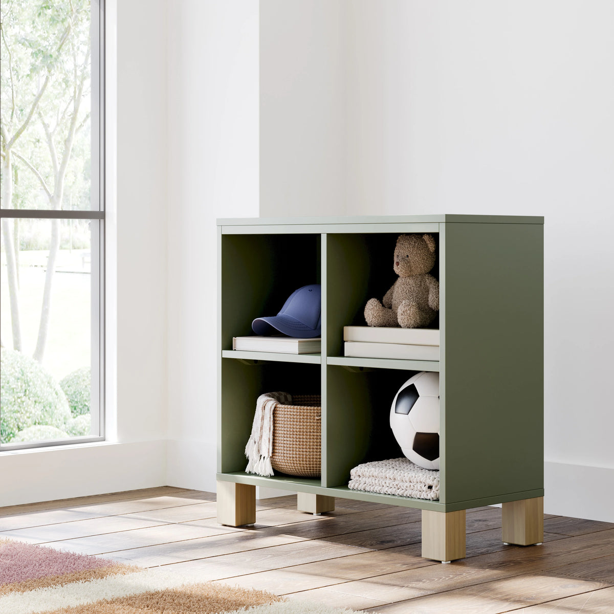 Storkcraft California Cube Organizer Children's Bookcase, Blush with Driftwood