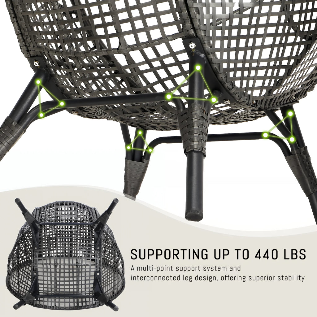 RADIATA 440 lbs Outdoor Egg Chair with Foot Rest & Ottoman, Wicker Patio Egg Chair for Indoor or Garden,Beige