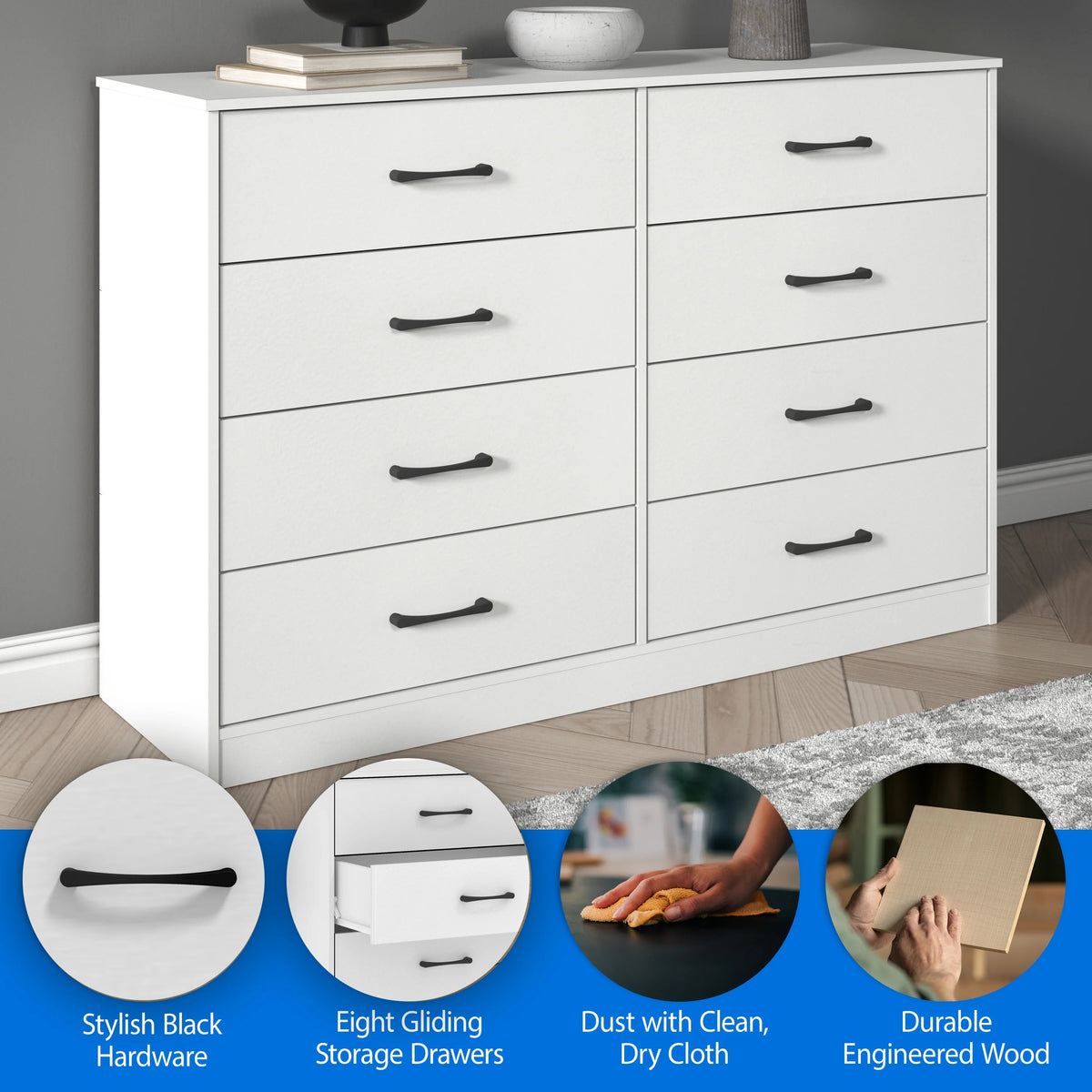Mainstays Ardent 8 Drawer Dresser, Black