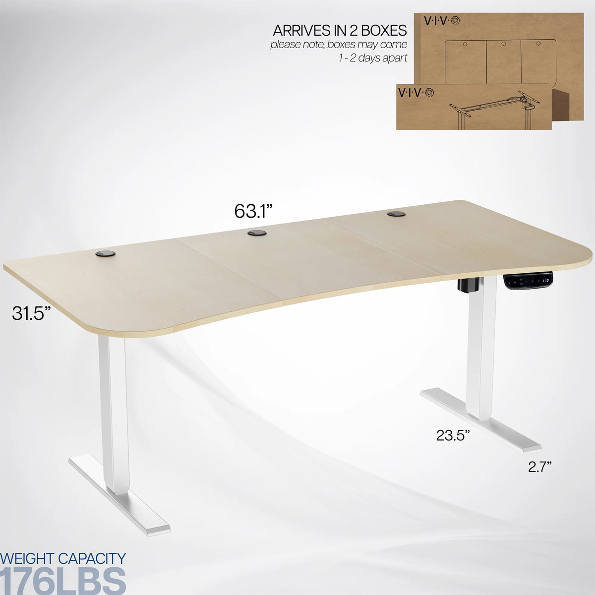 VIVO Reclaimed Wood / Black 63�?x 32�?Electric Height Adjustable Stand Up Desk