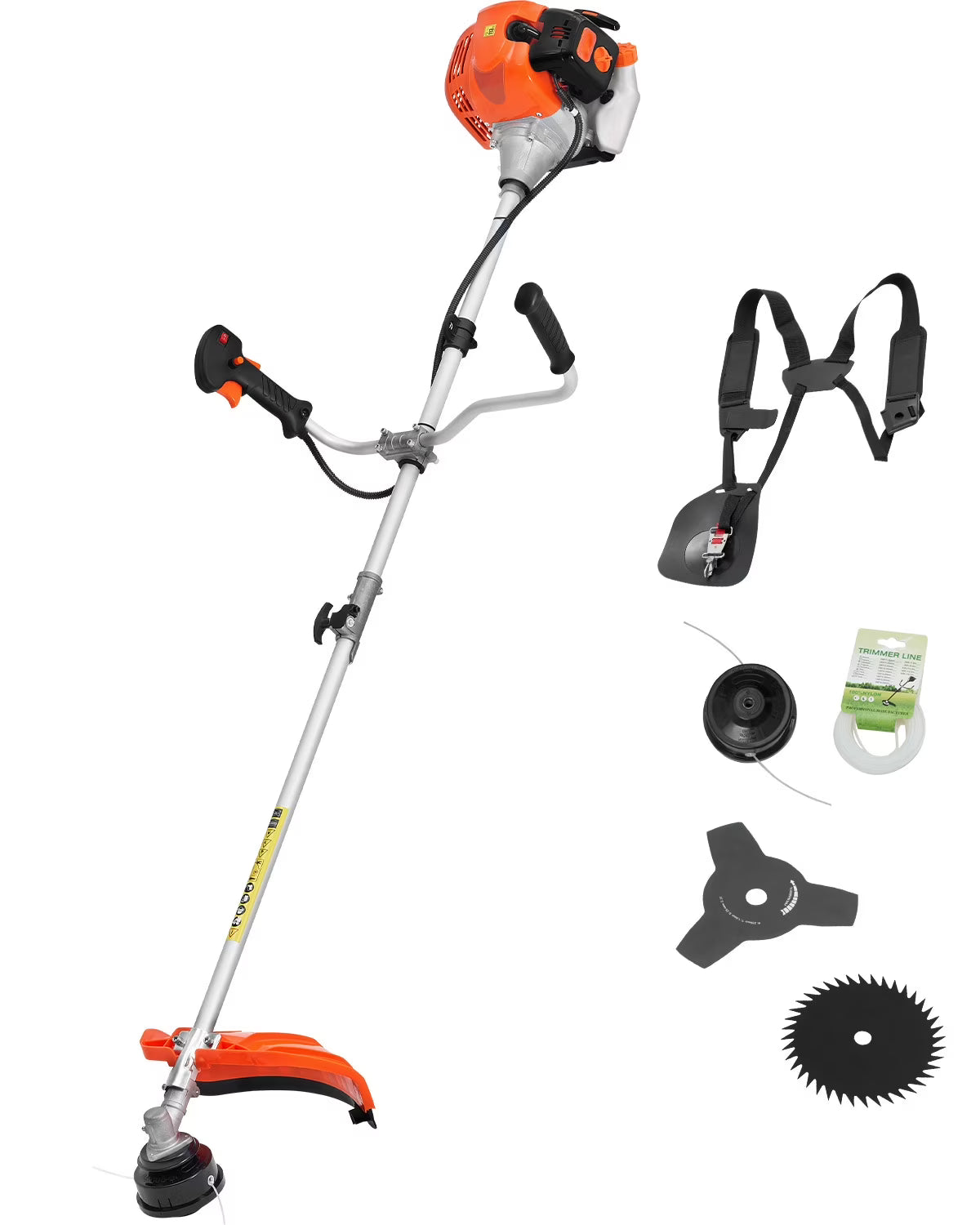 KFFKFF Grass Cutter, 51.7CC 2-Stroke, Fueled by Gas, 16.9" Wireless Lawn Trimmer, Versatile Yard Edger with Shoulder Support & 3T Blade, Plant Cutter for Efficient Lawn Maintenance