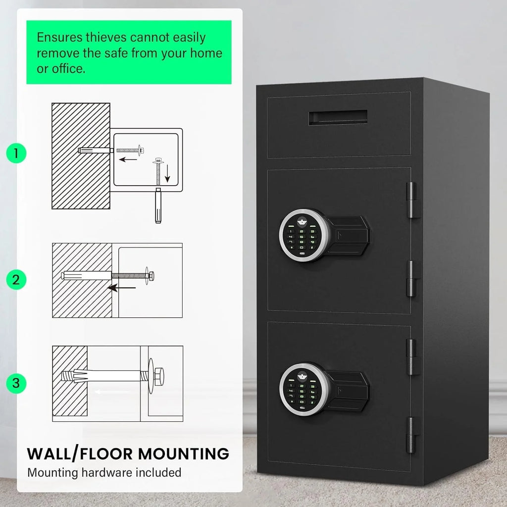 karbeen 7.0 Cu ft Large Safe Box Fireproof Waterproof, Digital KeypadHome Safe with Deposit Slot & Dual Alarm System, Money Safe With Mute Function and LED Light, Security Box for Money Valuables