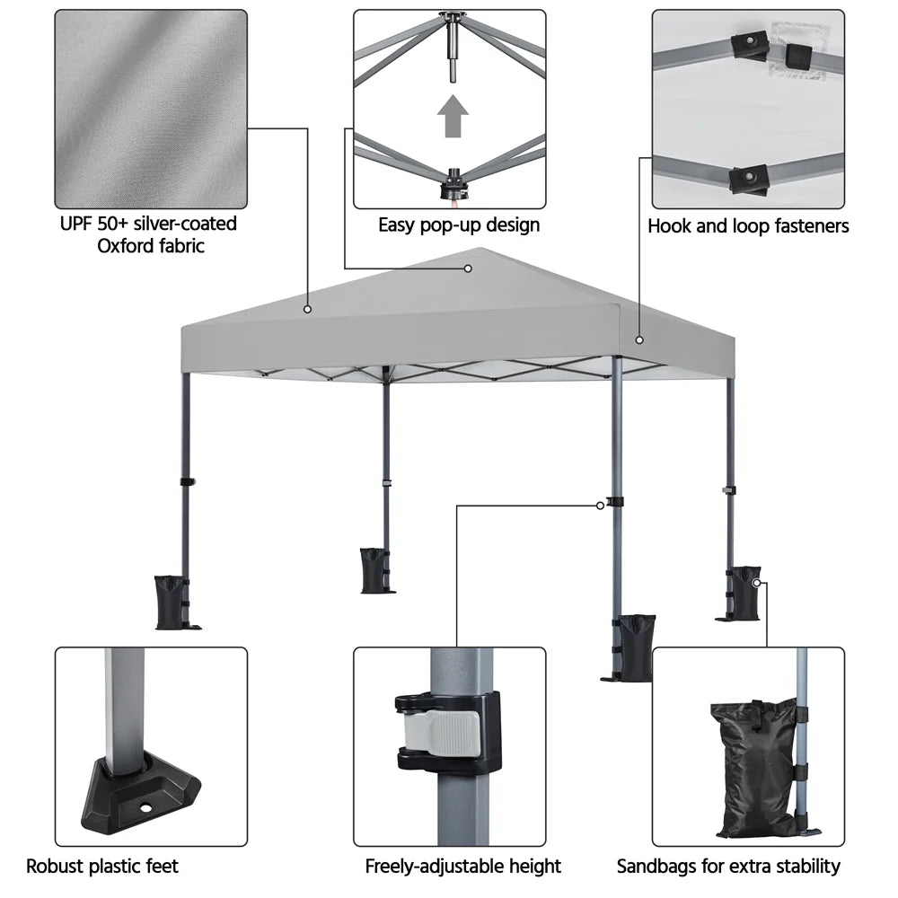 Topeakmart 12x12ft Commercial Pop-up Canopy Tent with Adjustable Height for Outdoor, White