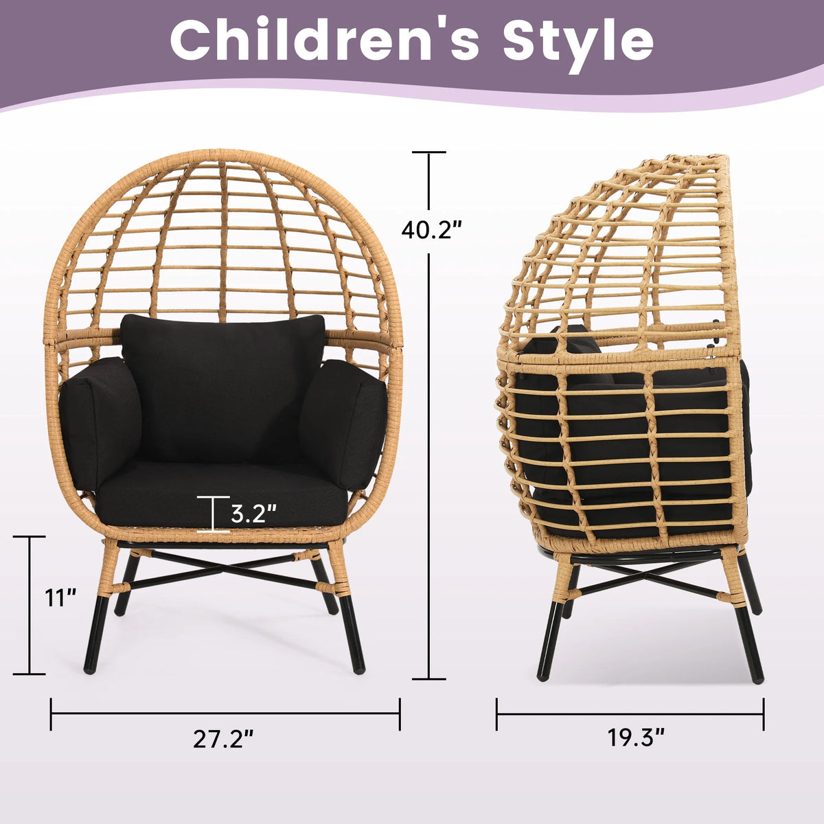 Skandiquip Oversized Rattan Adult Egg Chair, 360 Swivel, Outdoor Patio Chair with overstuffed Cushions, Indoor Large Wicker Egg Chair, Natural Rattan, Beige Cushion