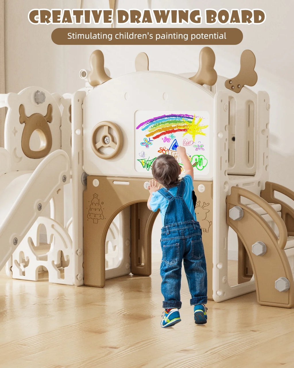 Korimefa 11-in-1 Toddler Slide Set with Golf, Basketball Hoop, Kids Slide for Toddlers Age 1-4, Climber Slip and Slides, Baby Outdoor Toys