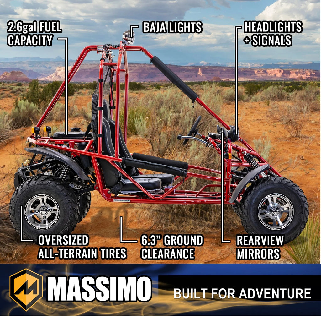 Massimo GKA 200 169cc EFI Adult Go Kart with 10HP Engine, 2WD Off-Road Go Cart, Dual Seats, Red
