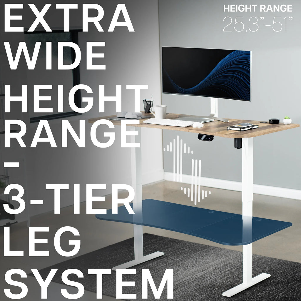 VIVO Reclaimed Wood / Black 63�?x 32�?Electric Height Adjustable Stand Up Desk