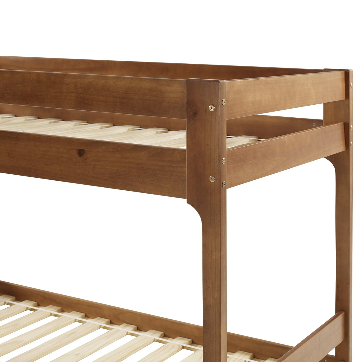 Walker Edison Modern Twin Over Twin Youth Bunk Bed, Caramel