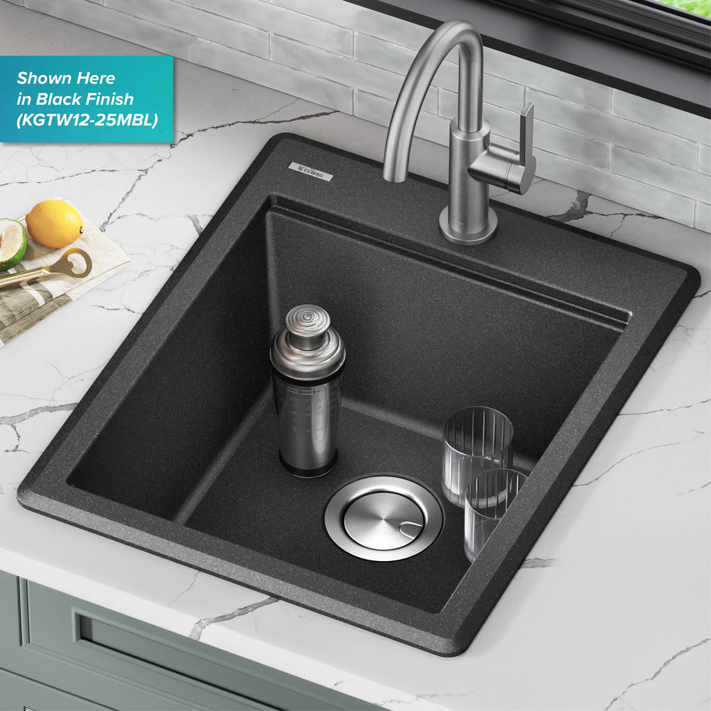KRAUS Bellucci 18 Granite Composite Workstation Drop-In Top Mount Single Bowl Kitchen Bar Sink in White with Accessories