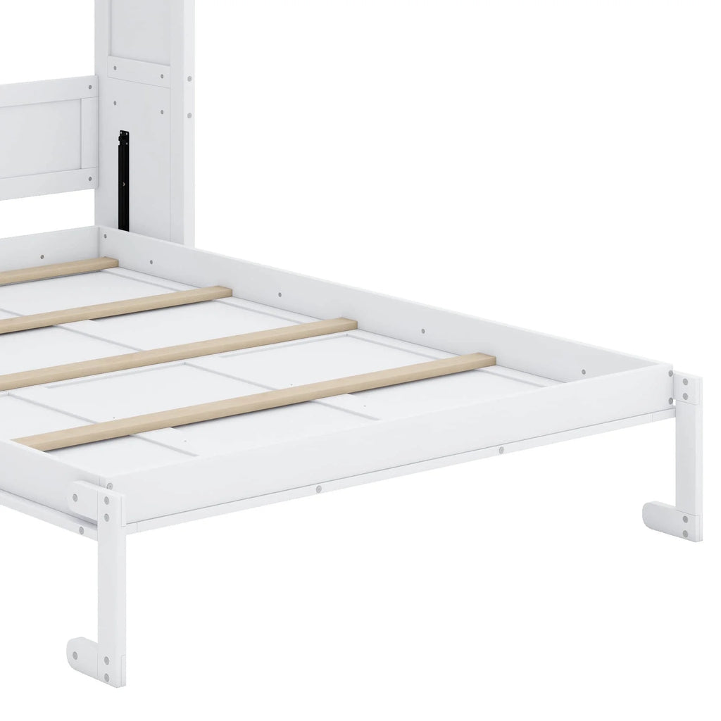 YunNianYang Queen Size Gray Murphy Bed Wall Bed with Shelves